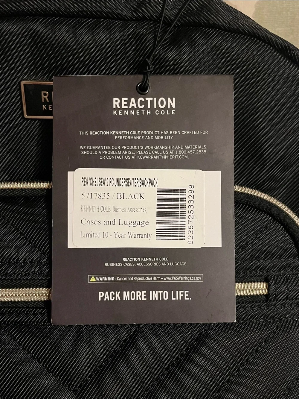 Kenneth Cole Reaction Chelsea Black Quilted Backpack